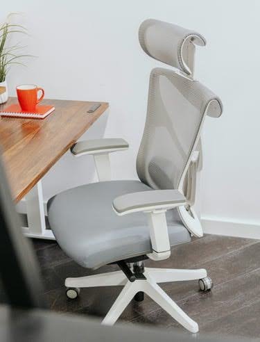 office chair showing proper ergonomic seat height and lumbar support
