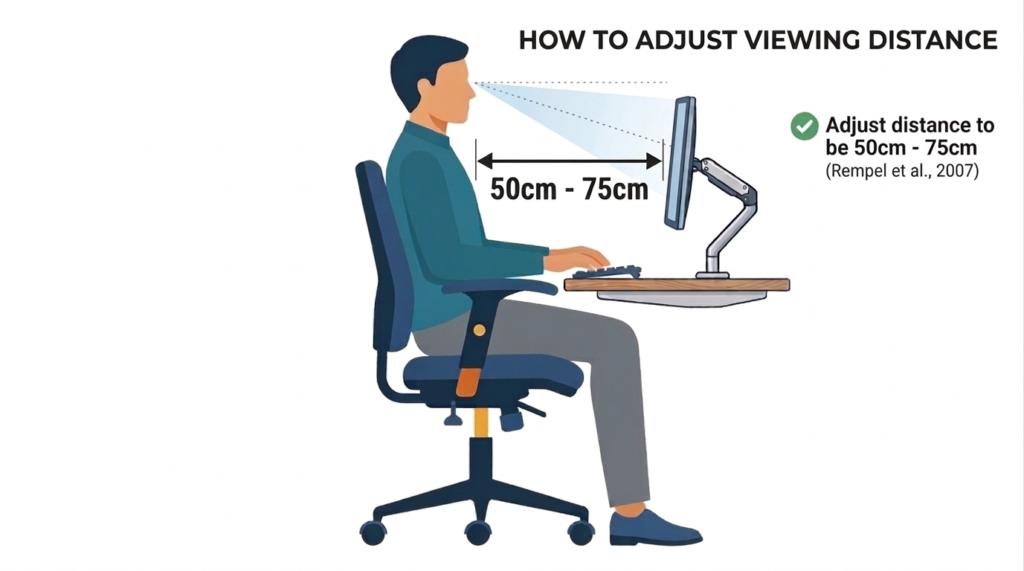 Diagram showing optimal viewing distance